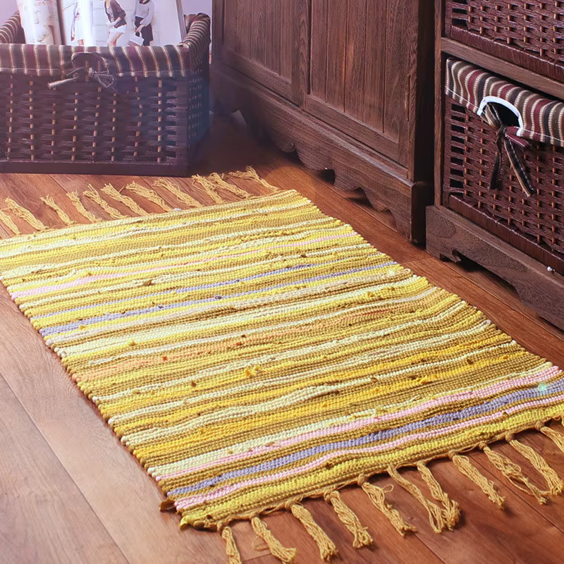 Tapis nordique en coton et lin