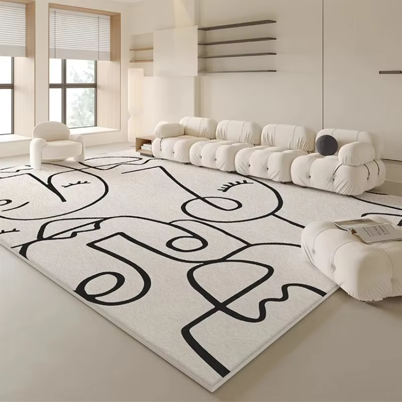 Tapis rayés minimalistes noir et blanc