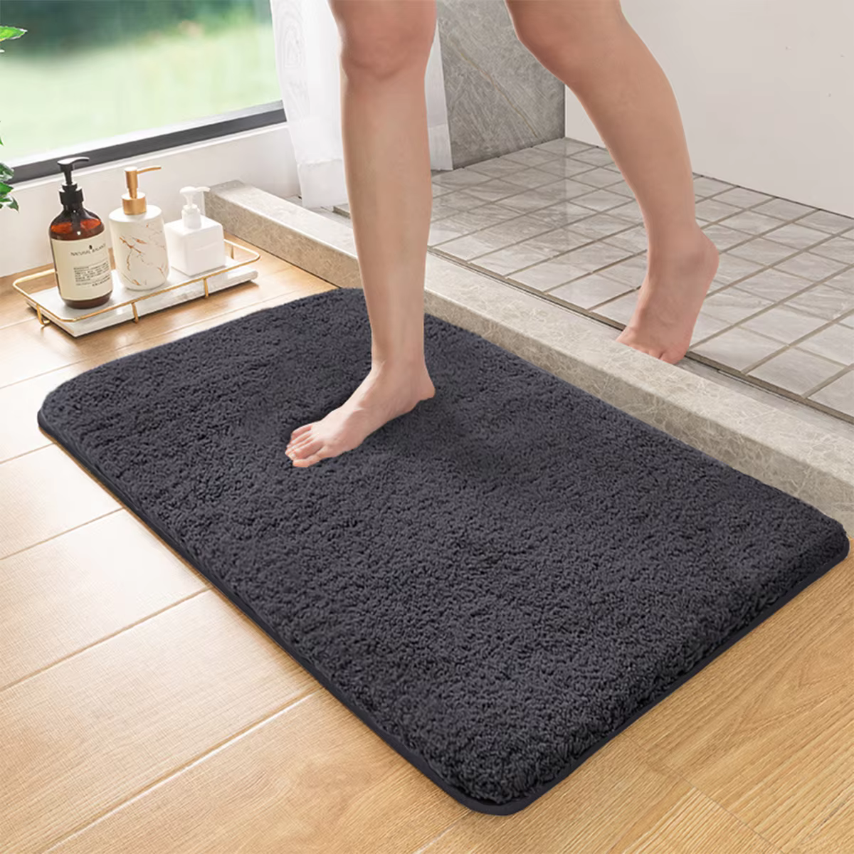 Tapis de salle de bain absorbant cheveux longs
