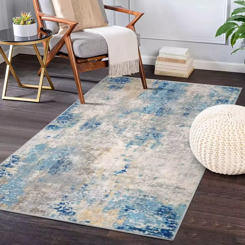 Salon grande surface tapis moderne abstrait