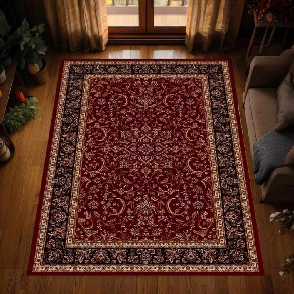 Tapis afghan bohème rouge foncé