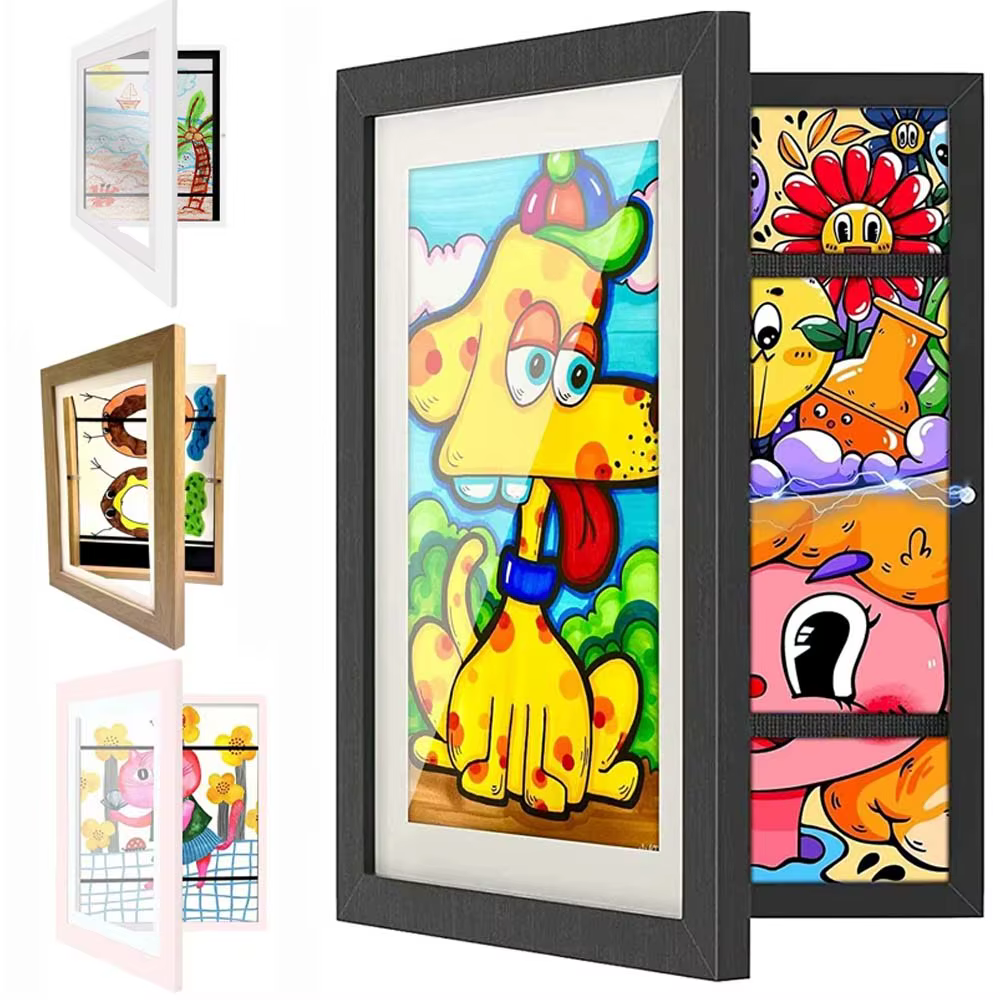 Cadre de dessin pour enfants, affiche en bois A4 pour murs, cadre d'art pour enfants, enfants interchangeables, gérer les cadres d'affichage, décoration d'intérieur