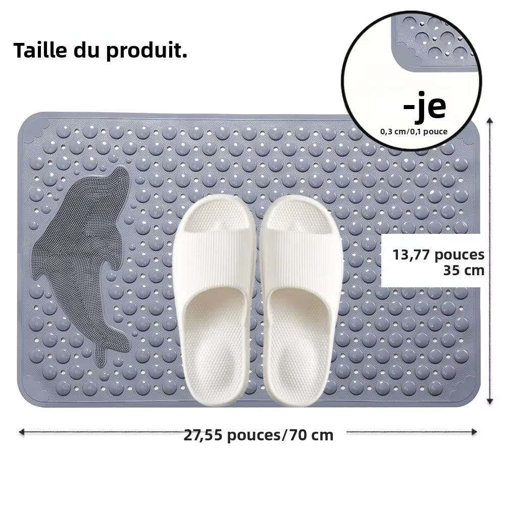 Tapis de douche rectangulaire antidérapant