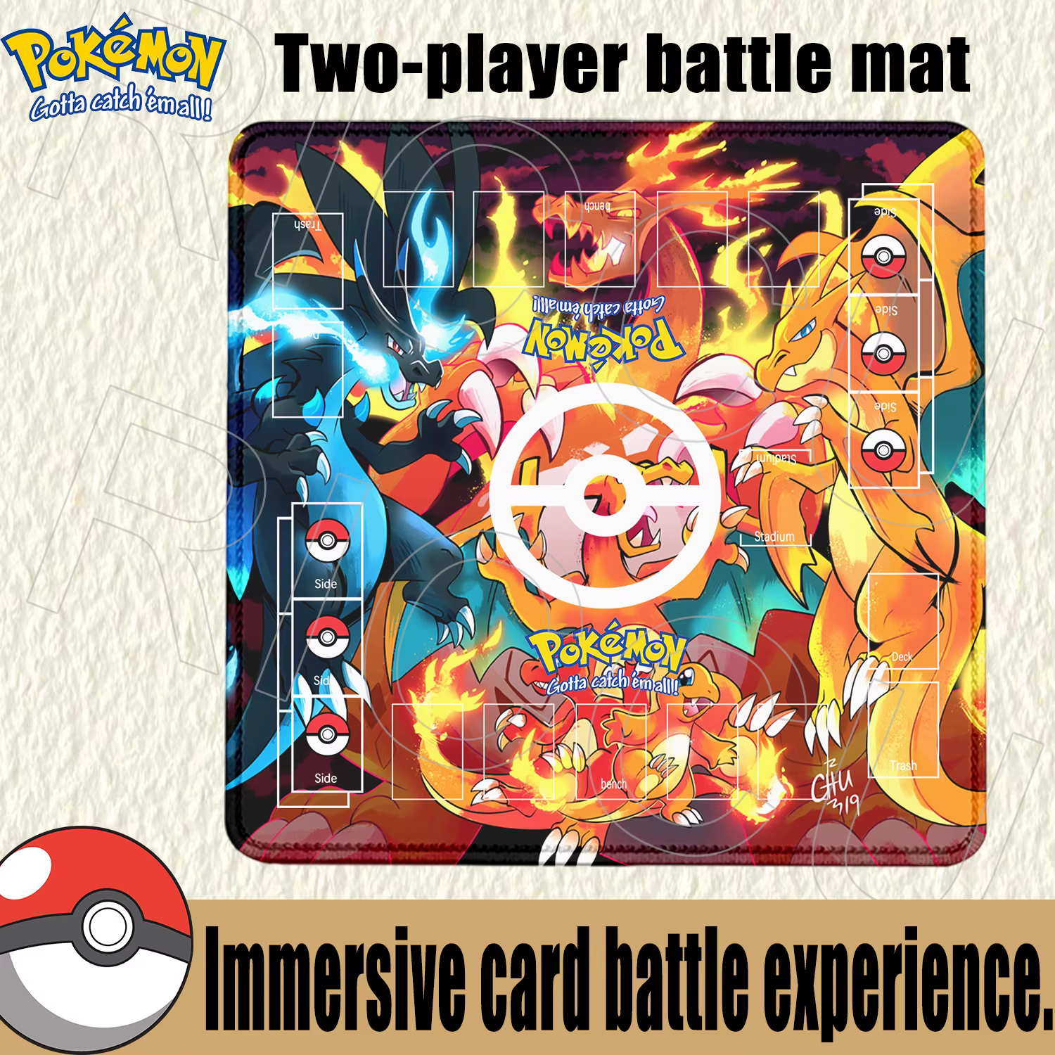 Tapis de bureau pour cartes de jeu Pokemon