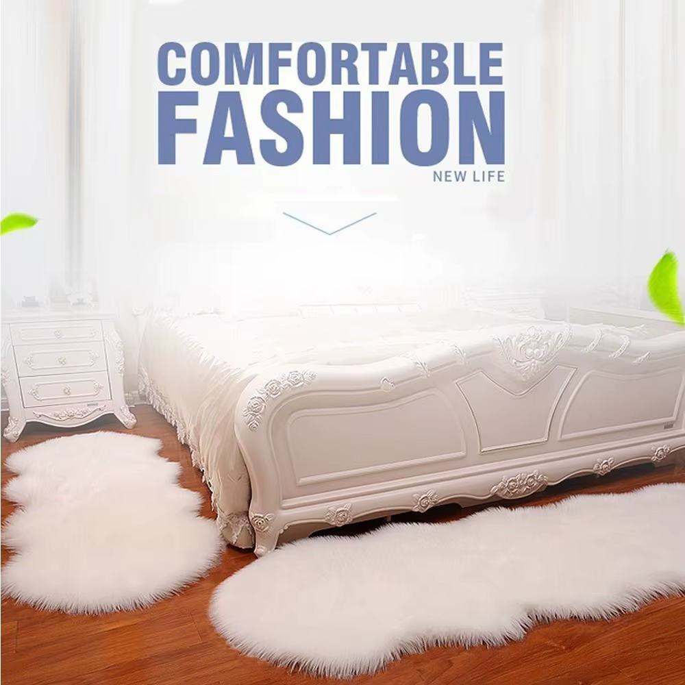 Nouveau tapis Imitation laine cheveux longs antidérapant Protection de sol