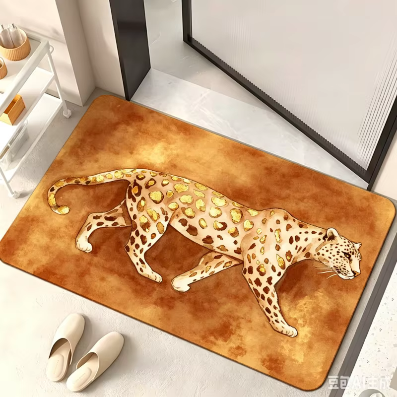 Tapis de bienvenue de luxe motif léopard