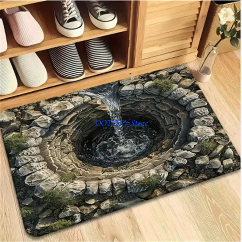 Tapis porte d'entrée absorbant 367A avec conception d'illusion d'optique 3D antidérapante pour sécurité