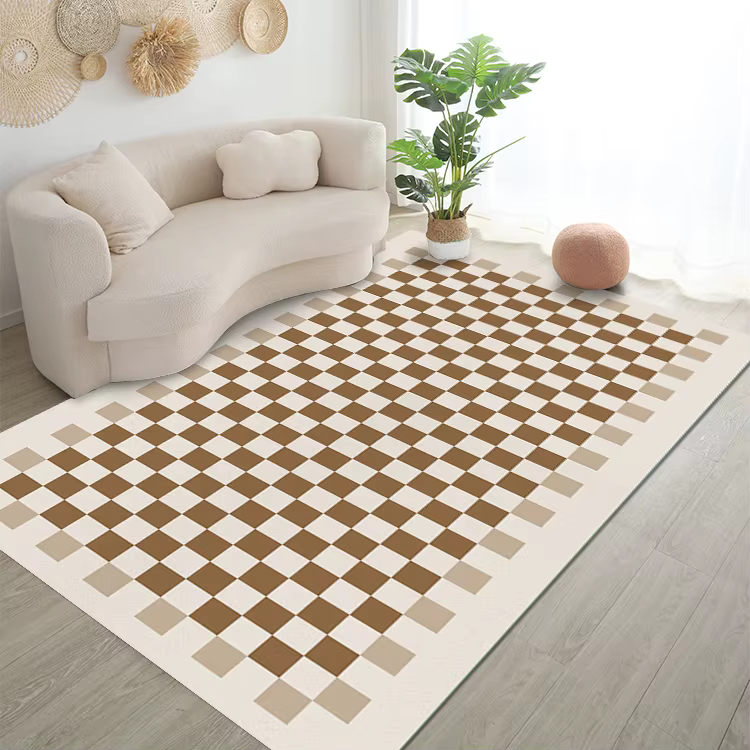 Tapis damier noir et blanc