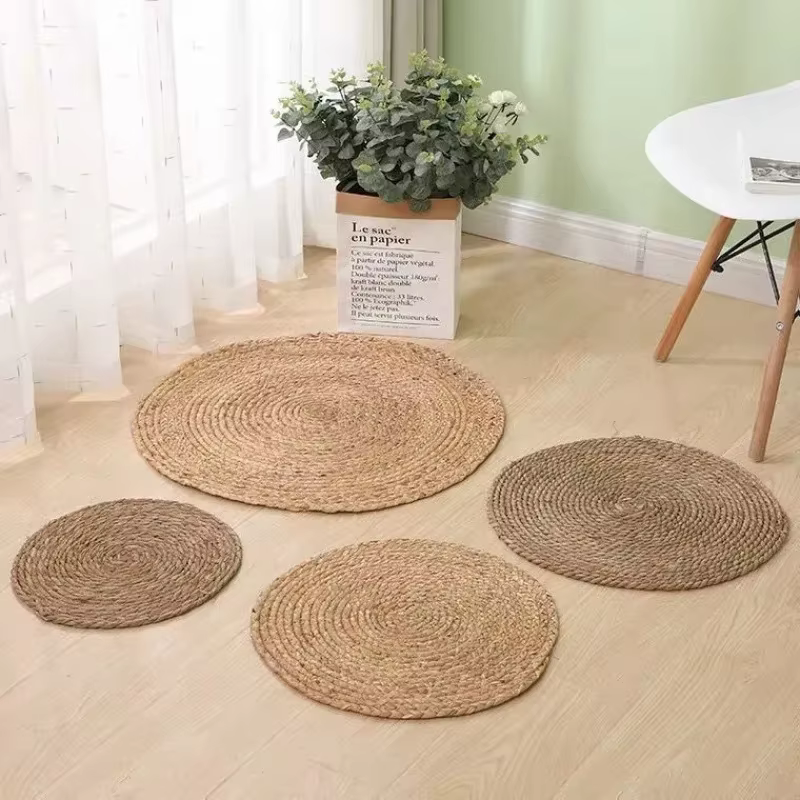 Tapis de rotin tissé à la main Rond Paille Jute