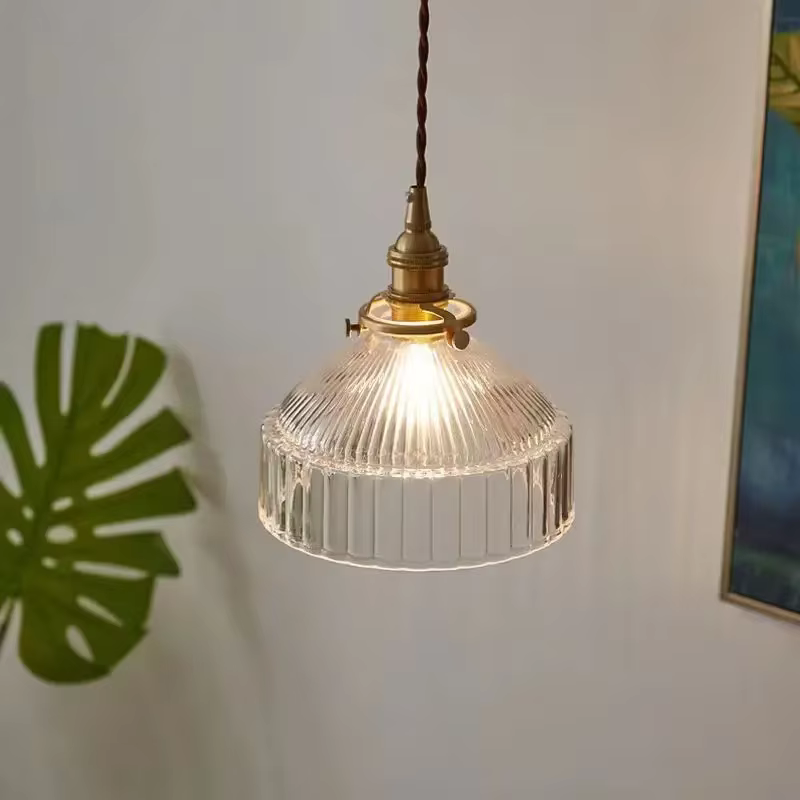 Lustre en verre et laiton de style nordique rétro, lampe de chevet créative et personnalisée pour bar, restaurant, café et chambre à coucher