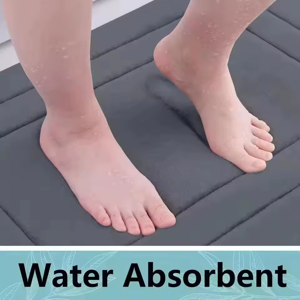 Tapis de sol de salle de bain en mousse à mémoire de forme, Super absorbant, Ultra doux, antidérapant, lavage en Machine, confortable, pour sol de salle de bain