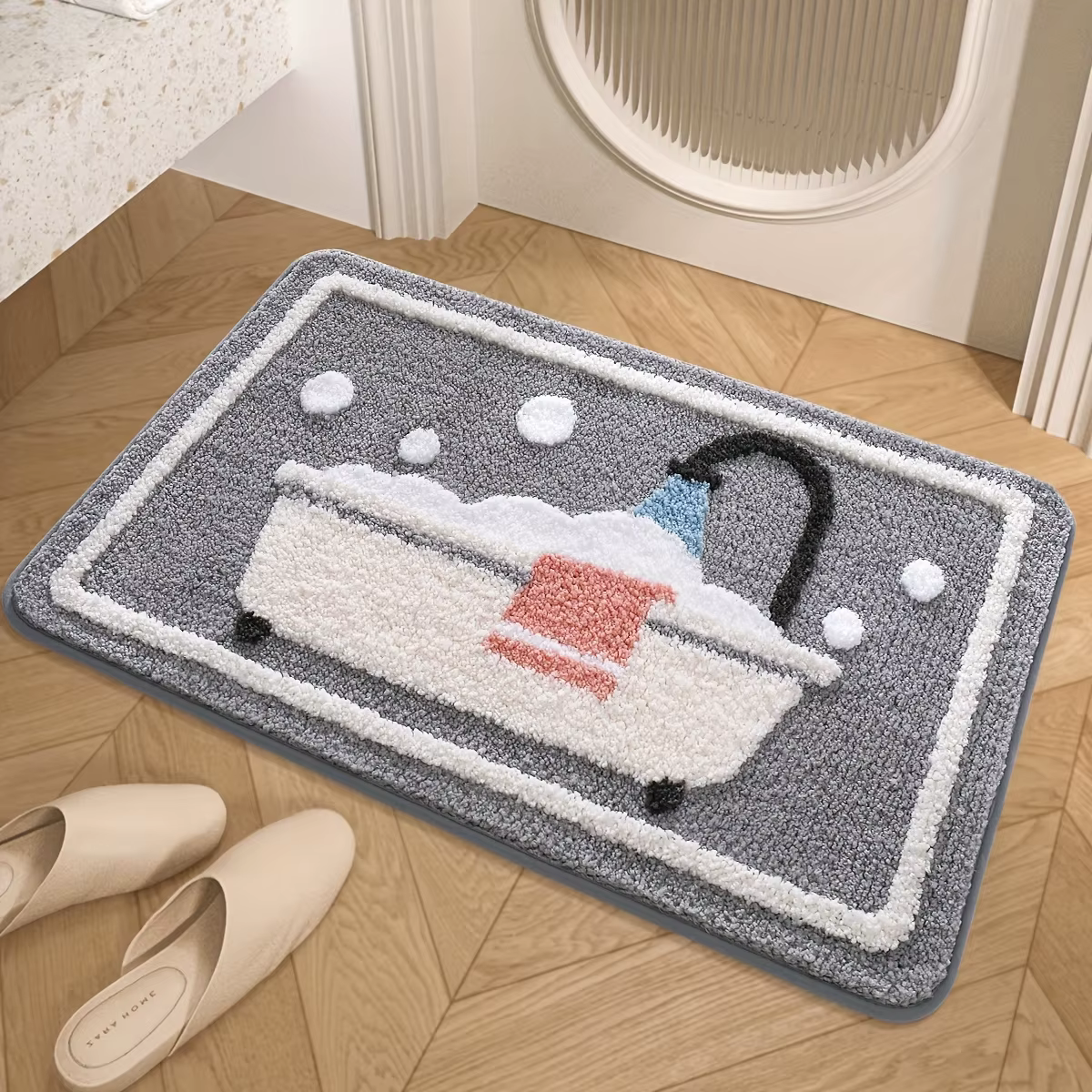 Tapis de bain tricoté antidérapant avec support en TPR