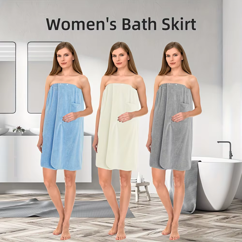 Serviette de bain en microfibre pour femme – Peignoir de douche à séchage rapide avec bande élastique, poche pratique, idéal pour le spa et la salle de bain