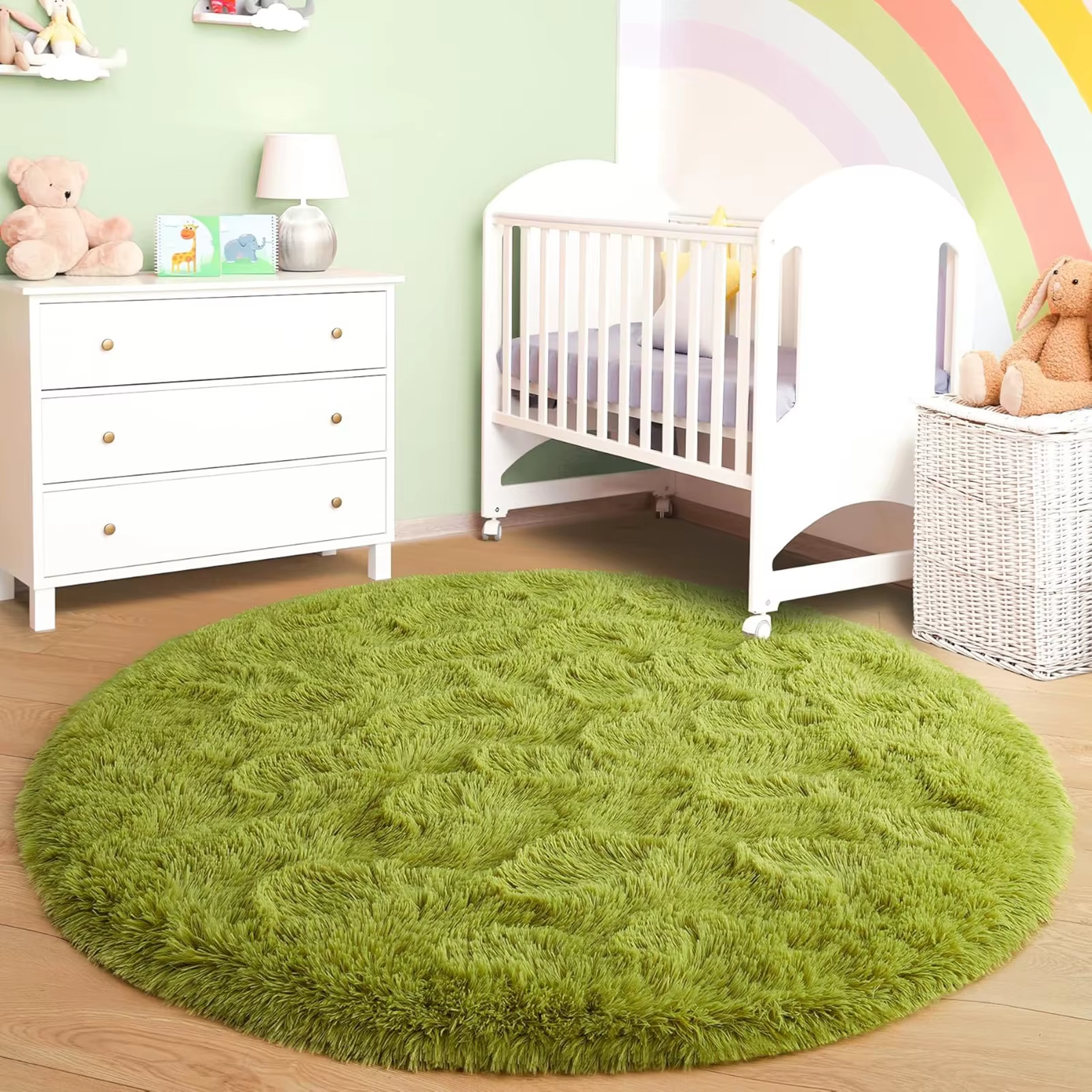 Tapis rond moelleux noir pour chambre à coucher