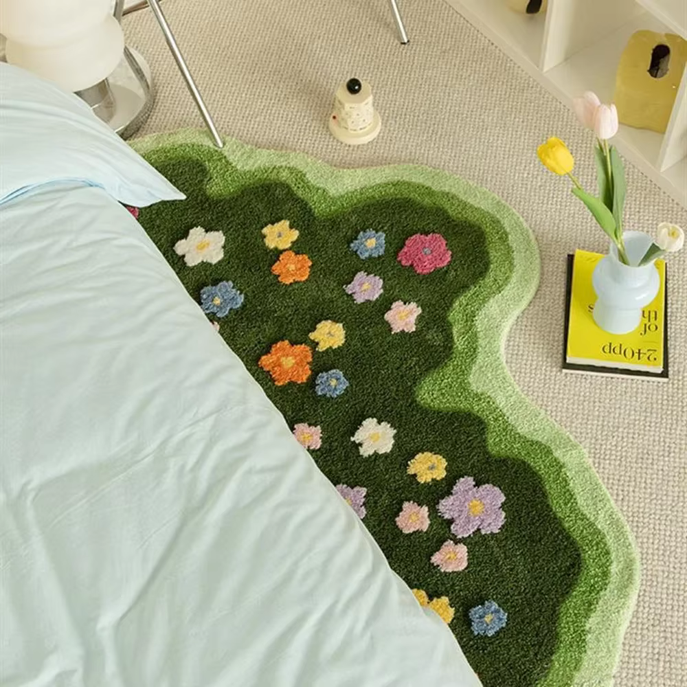 Tapis touffeté à fleurs