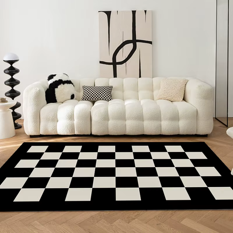 Tapis damier noir et blanc