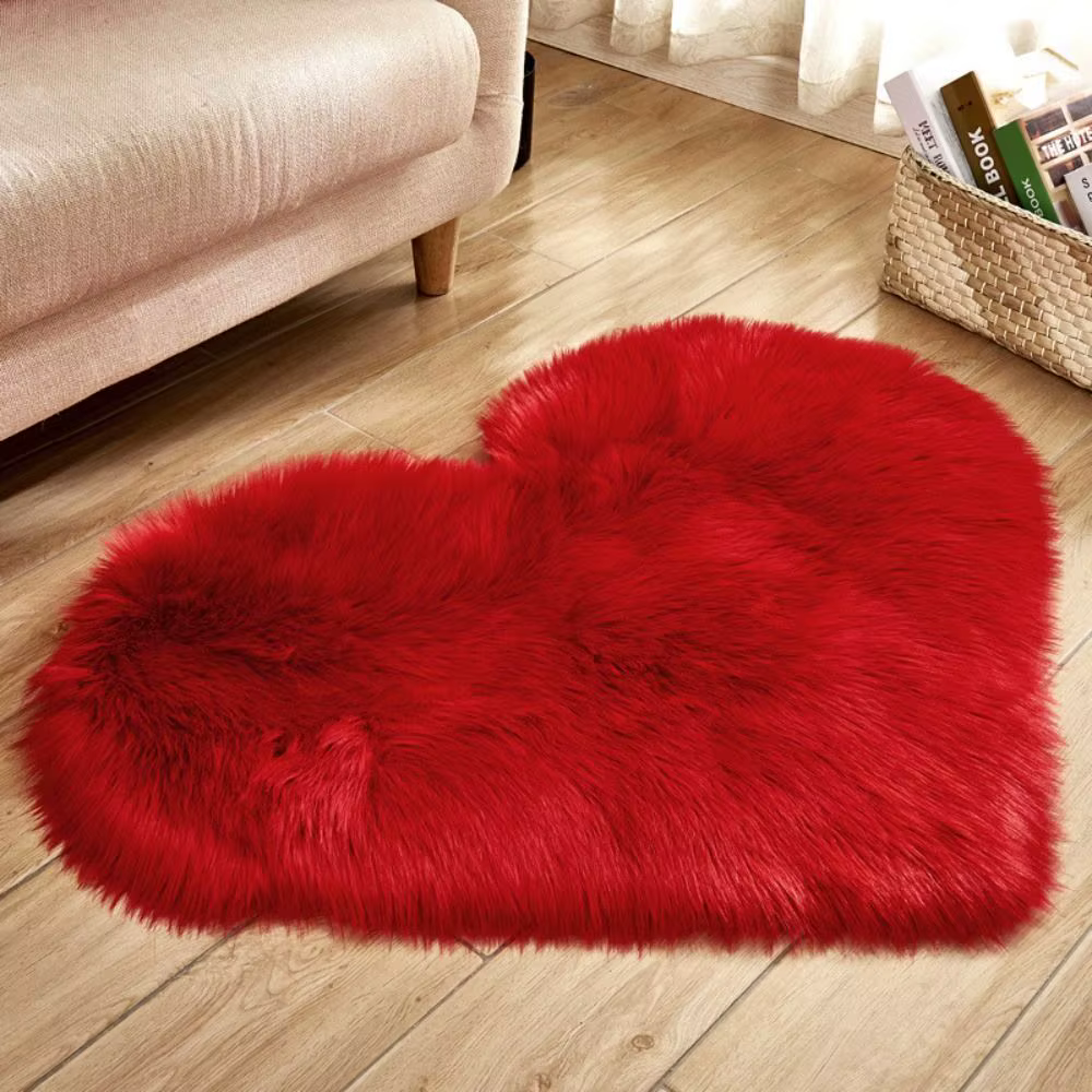 Tapis shaggy décoratif en fausse laine pour chambre à coucher