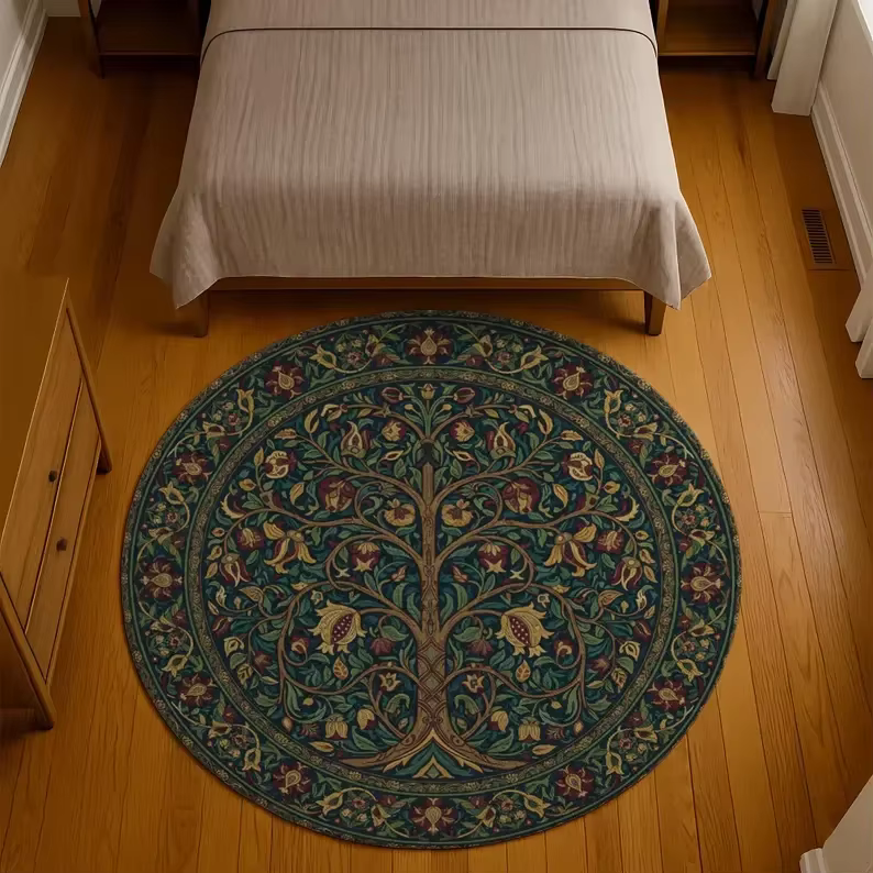 Tapis Rond Arbre de Vie Teal