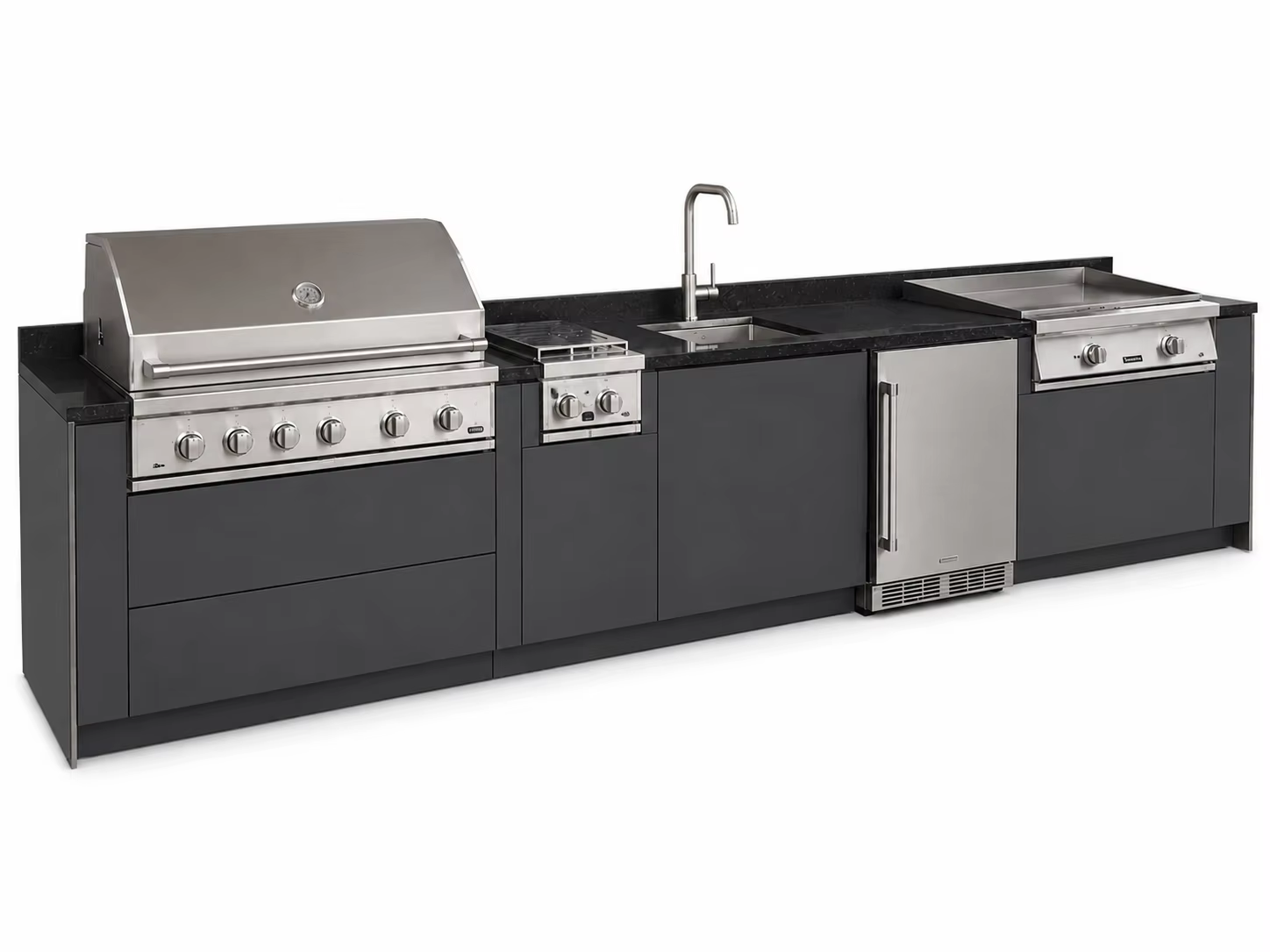 Ensemble de cuisine extérieure FOODLINE avec emplacement pour barbecue, évier et tiroirs pour patio ou jardin