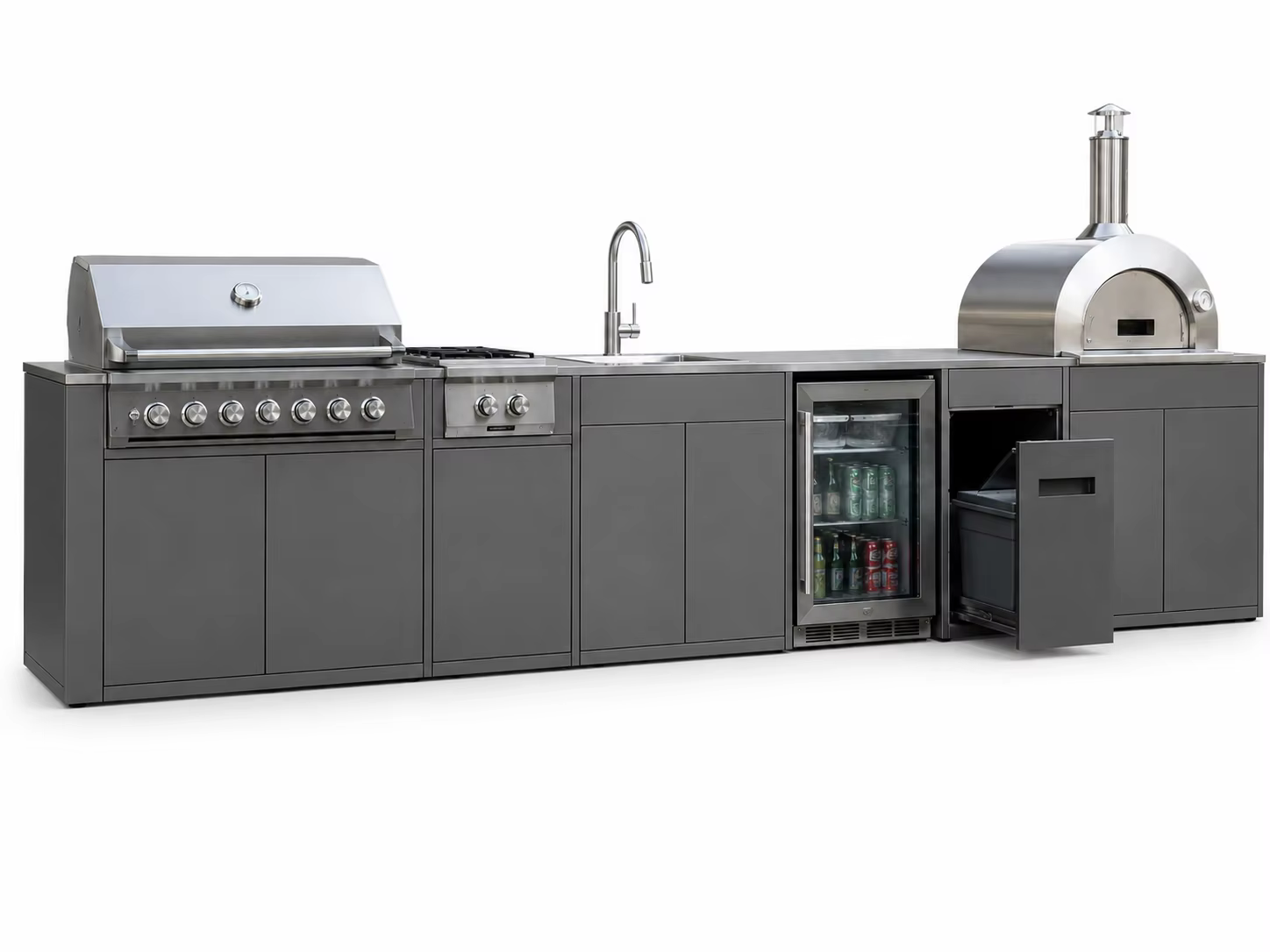 Ensemble de cuisine extérieure FOODLINE avec emplacement pour barbecue, évier et tiroirs pour patio ou jardin