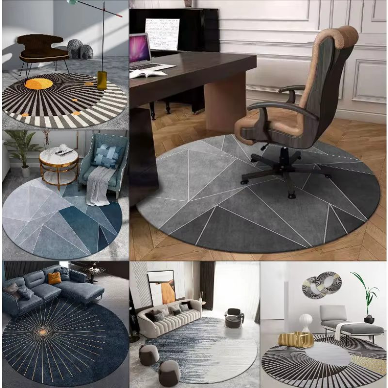 Tapis rond insonorisant et anti-salissure pour bureau