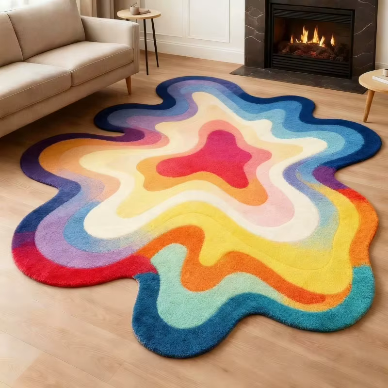 Tapis en peluche texturé abstrait VIKAMA Dopamine