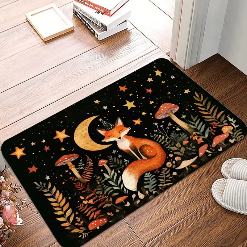 VIKAMA Tapis d'entrée style forêt renard