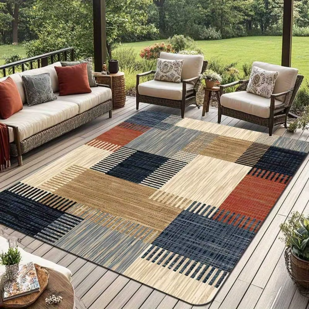 Tapis d'extérieur moderne à motifs géométriques
