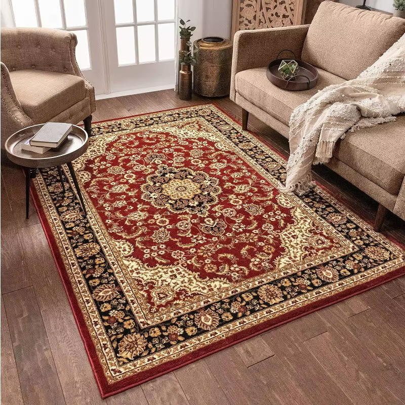 Tapis floral oriental, tapis traditionnel à motif de médaillon persan