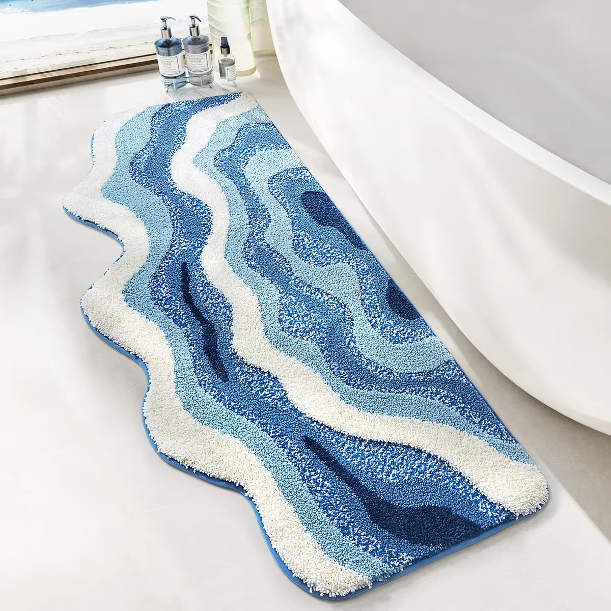 Tapis de chevet ondulé tufté à la main