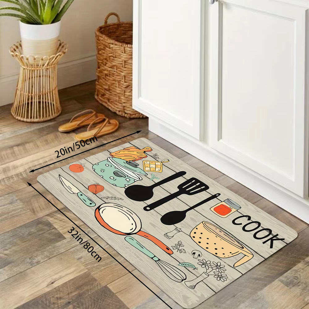 VIKAMA 1PC couteau de cuisine et fourchette thème tapis de sol