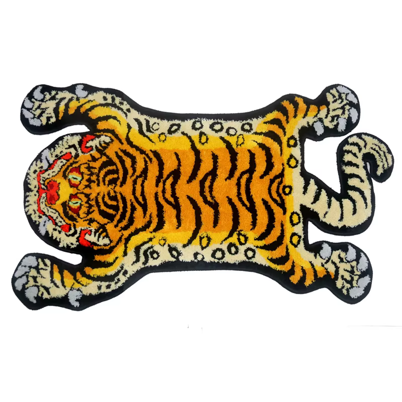 Tapis tigre 3D doux en forme d'animal