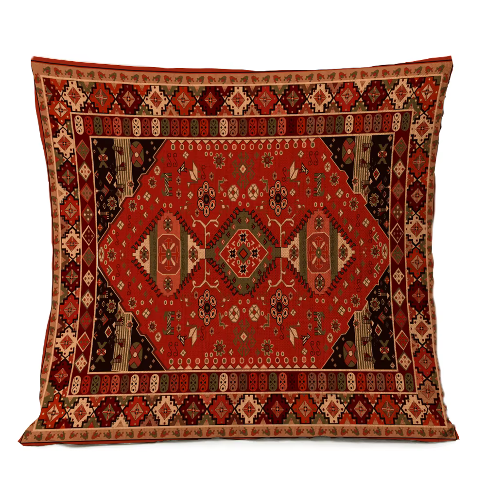 Taie d'oreiller décorative pour canapé, tapis persan ethnique, coussin géométrique, rouge, bleu, tribal, bergame, bohème, décoration de la maison