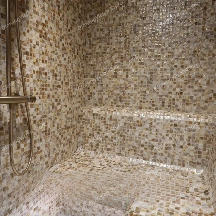 Autocollant de carrelage en mosaïque de coquille naturelle, papier peint en nacre pour décoration intérieure, salle de bains, cuisine, dosseret, feuille de carrelage mural