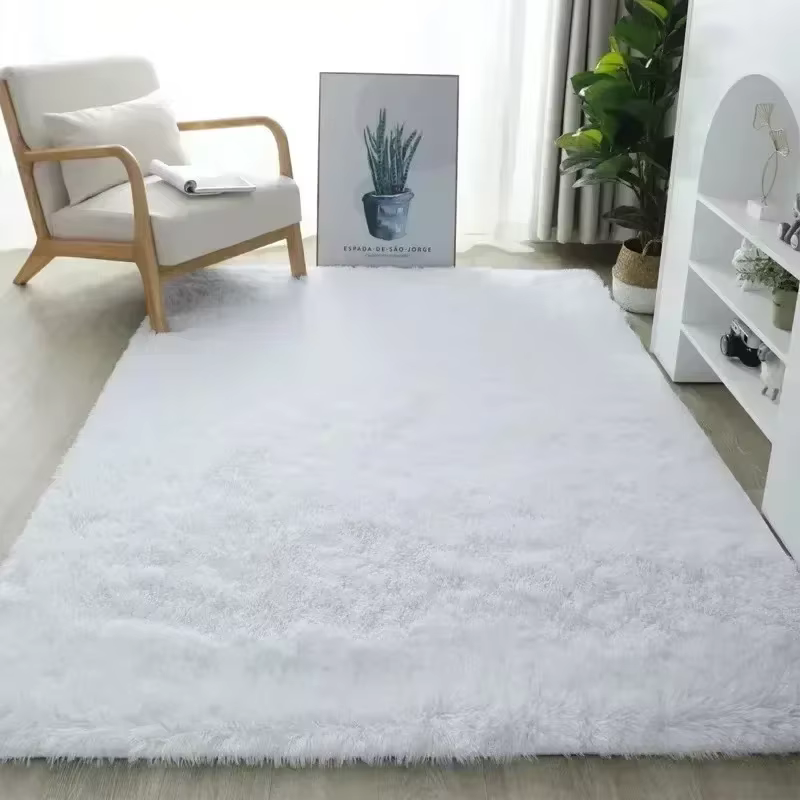Tapis moelleux en peau de mouton blanc crème