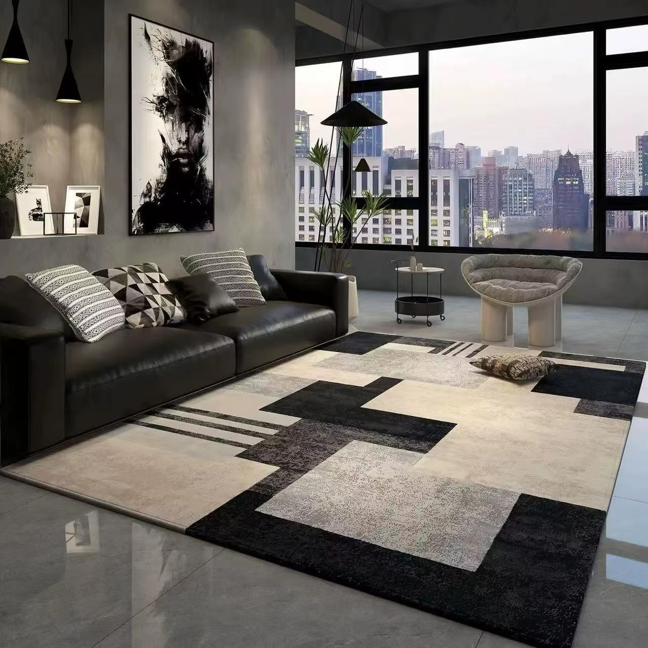 Grands tapis géométriques de luxe légers