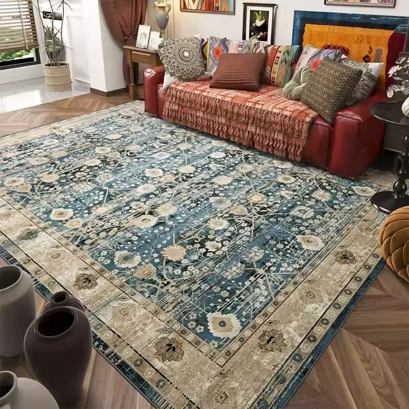 Tapis à fleurs bohème rétro pour salon