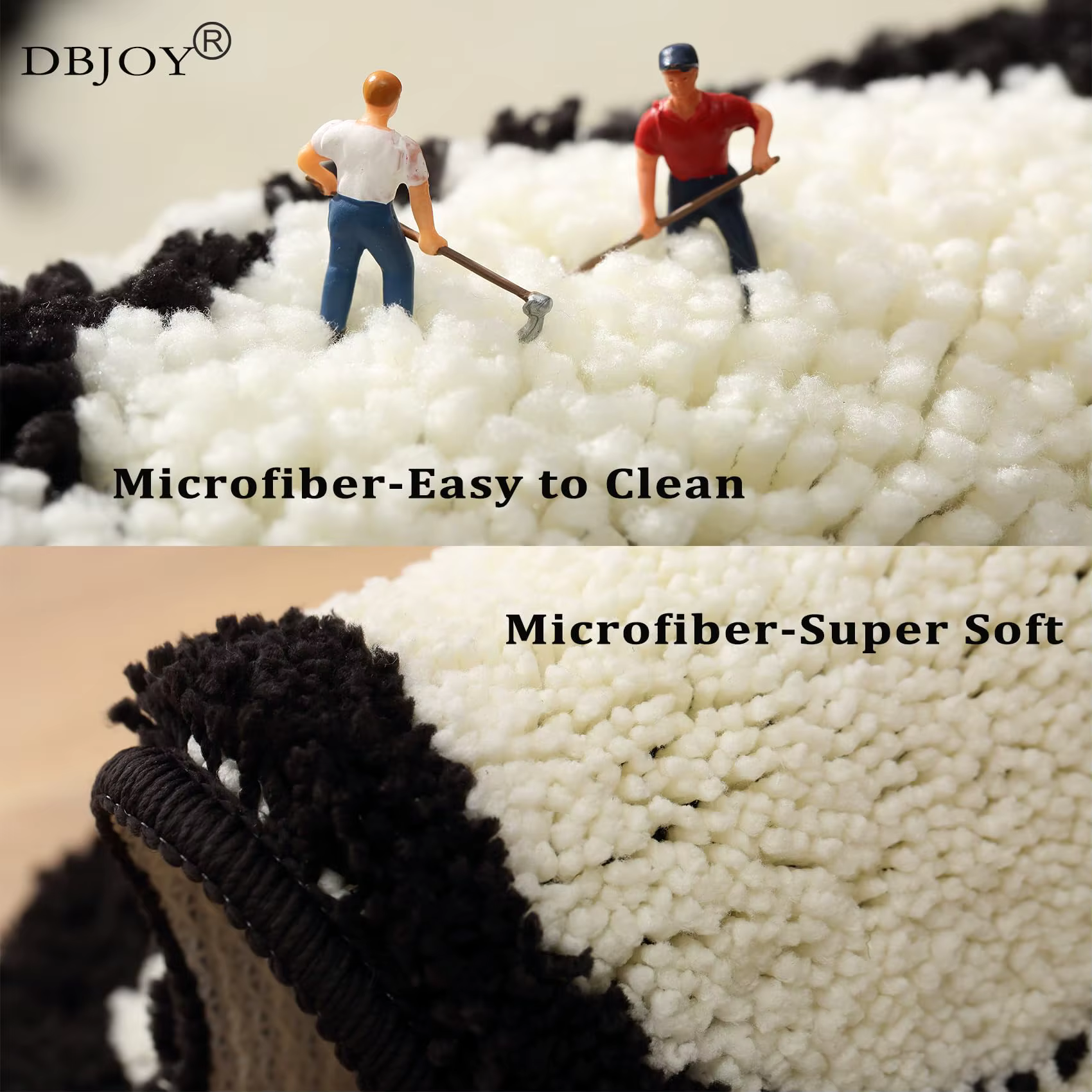 Tapis de salle de bain modernes antidérapants noirs avec tapis blancs