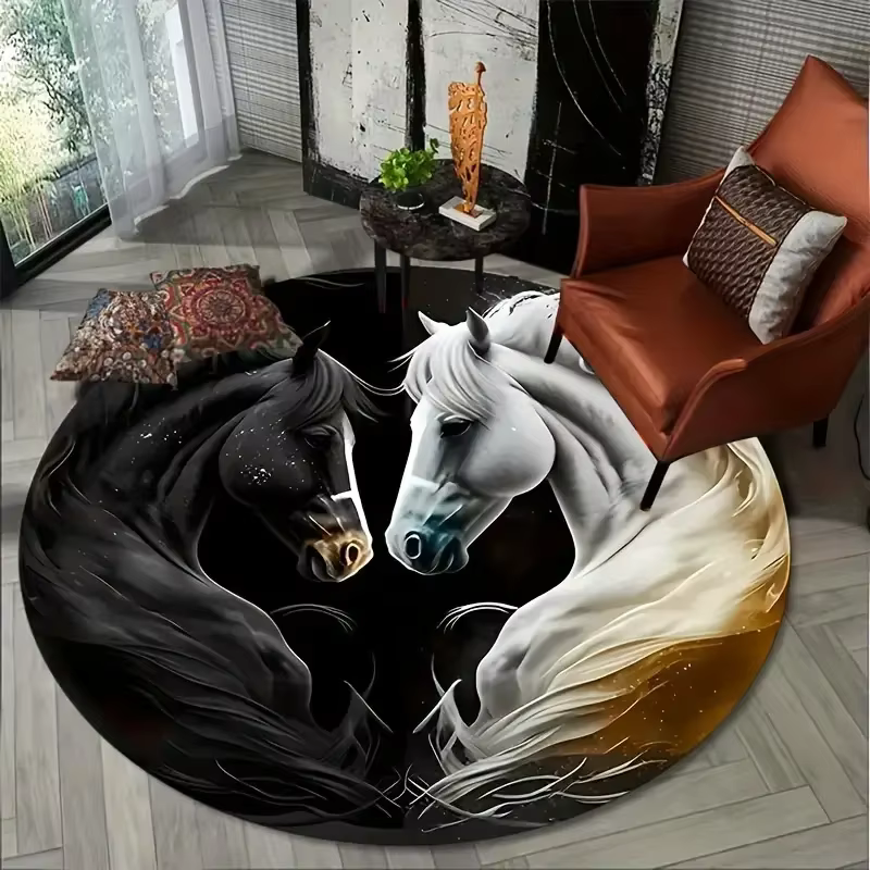 Tapis ronds imprimés cheval