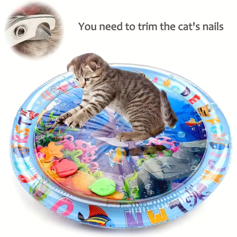 Tapis de jeu interactif pour animaux de compagnie, tapis d'eau, soulagement intérieur de l'ennui des chats, tapis de couchage rafraîchissant d'été