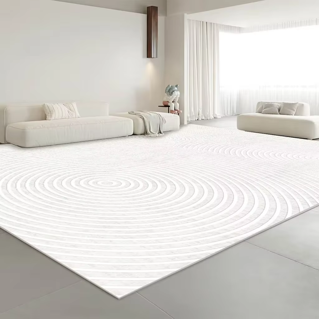 Grand tapis de salon minimaliste blanc moderne