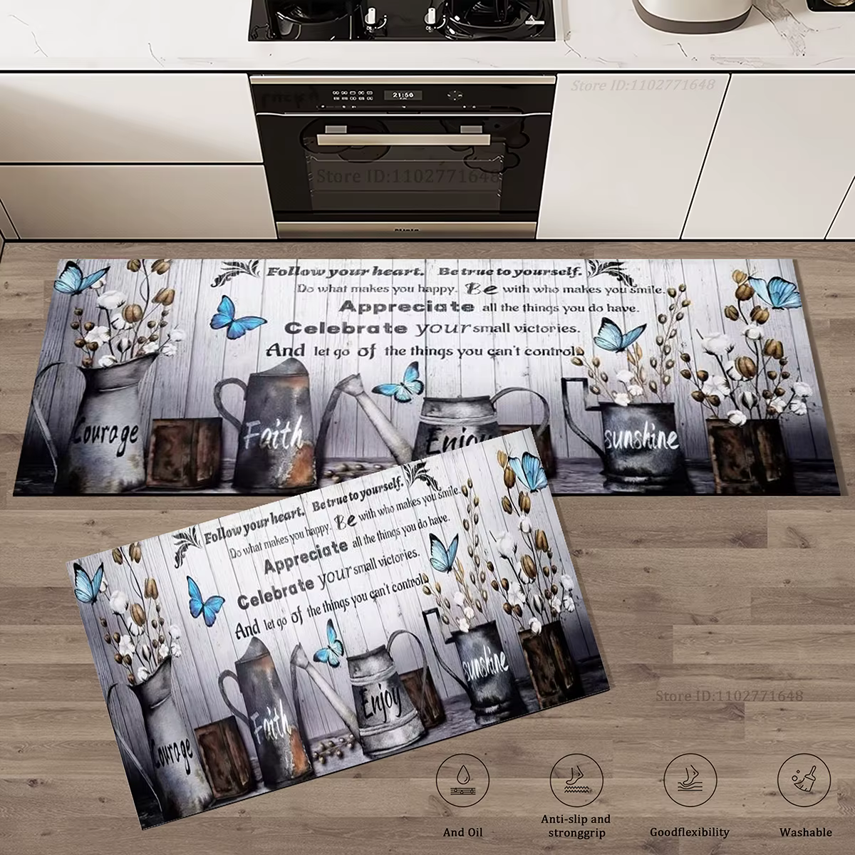 Tapis de sol de cuisine en grain de bois