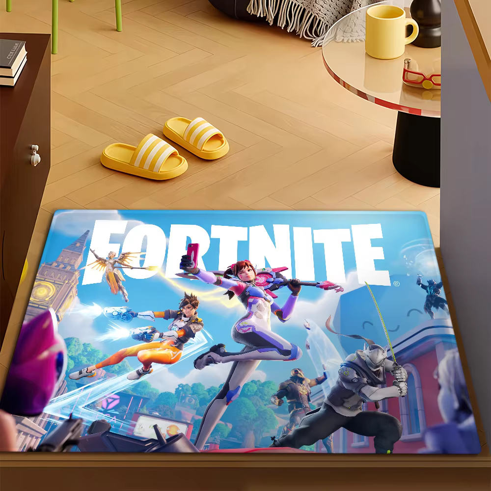 F-Fortnites Cartoon Game Door Mat Bath Tapis de sol décoratif polyvalent en microfibre et flanelle