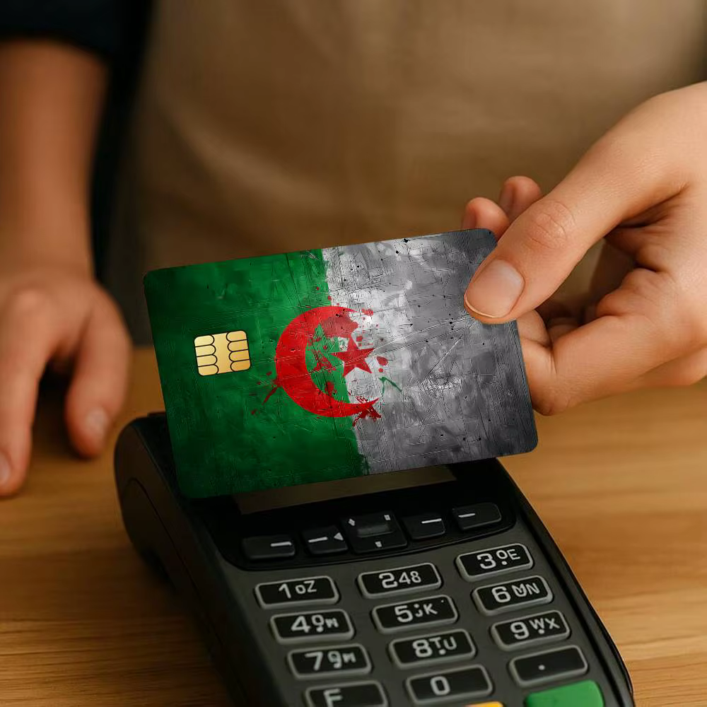 Autocollants de protection pour cartes bancaires et de transport en forme de drapeau de l'Algérie