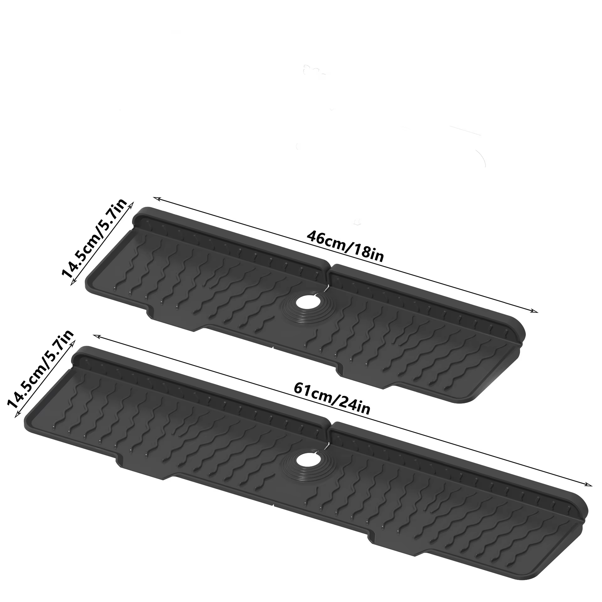 1 tapis d'évier antidérapant robuste | Matériau en silicone pliable gris/noir