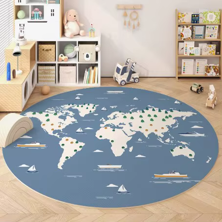Tapis rond scandinave, imprimé minimaliste