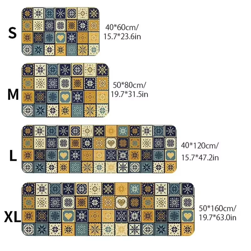 VIKAMA Tapis de cuisine marocain vintage antidérapant résistant à l'huile