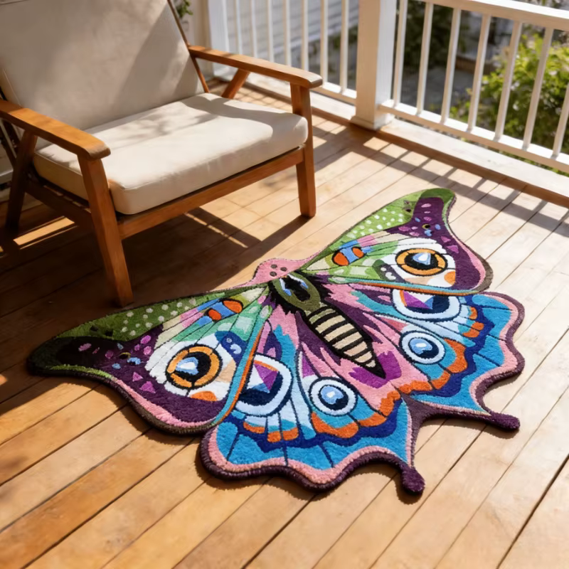 Tapis irrégulier à motif papillon pour la décoration de chambre
