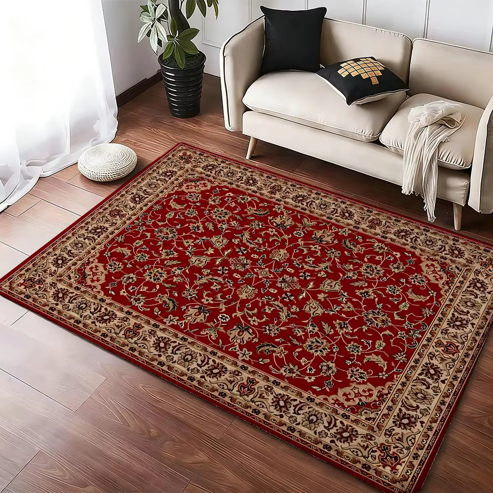 Tapis persan rouge mystérieux