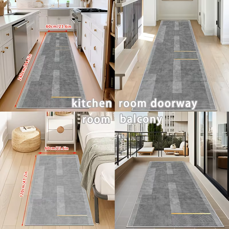 VIKAMA Tapis de couloir géométrique minimaliste moderne